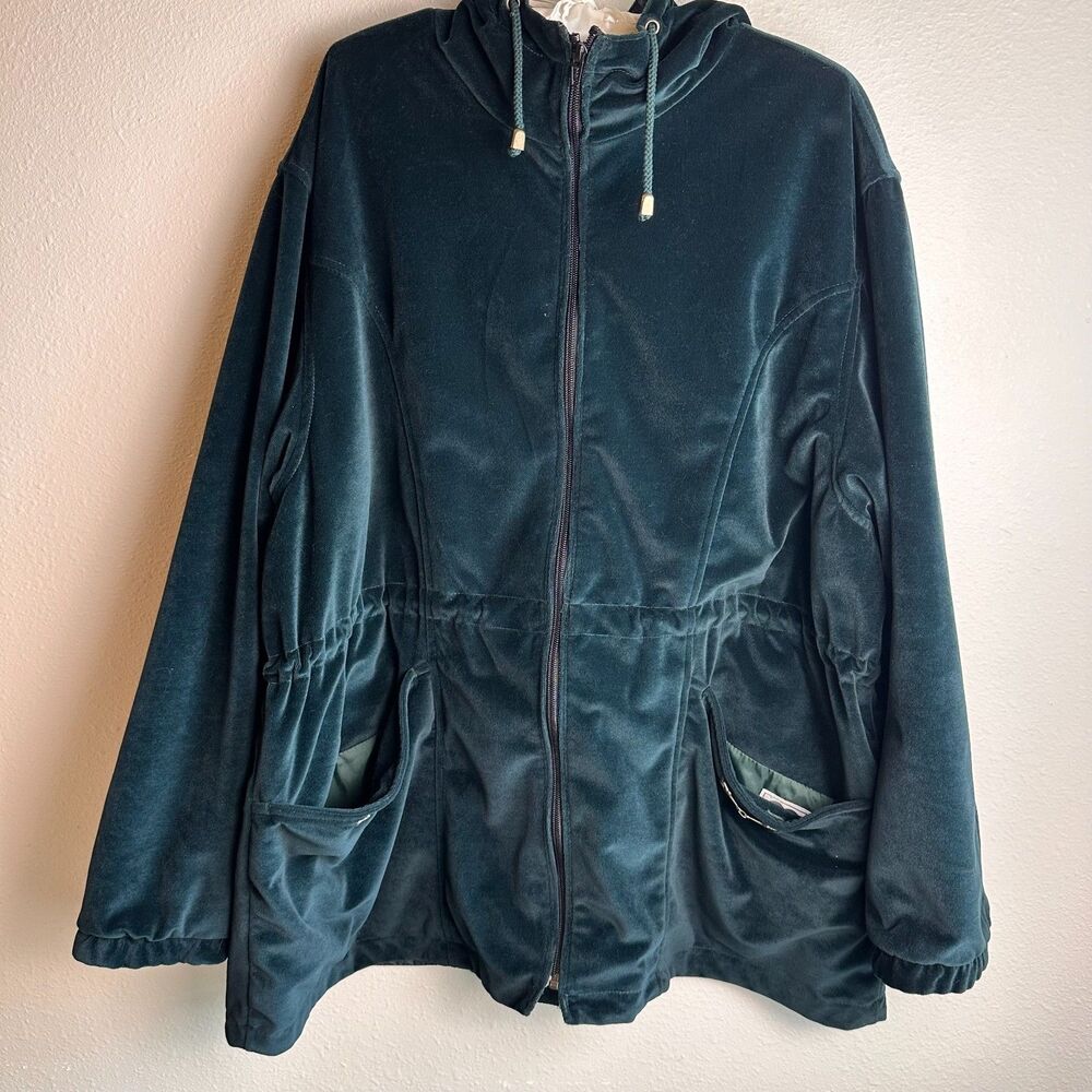 Vintage C.S. Signature Reversible Hooded Jacket 2X Oversized Hunter Green Velvet